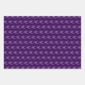 Fancy Calligraphy Monogram Koninklijk Paars Set Inpakpapier Vel (Voorkant)