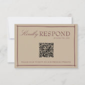 Fancy Camel Coat Rubine Oude Geld QR Code Bruiloft RSVP Kaartje (Voorkant)