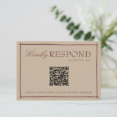 Fancy Camel Coat Rubine Oude Geld QR Code Bruiloft RSVP Kaartje (Staand voorkant)