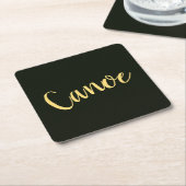 Fancy "Canoe" Script Diep bosgroene achtergrond Kartonnen Onderzetters (Schuin)