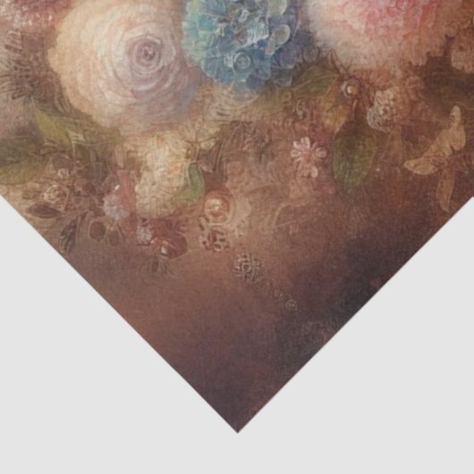 Fancy Cat in Victorian Hat Floral Decoupage  Tissuepapier (Detail)