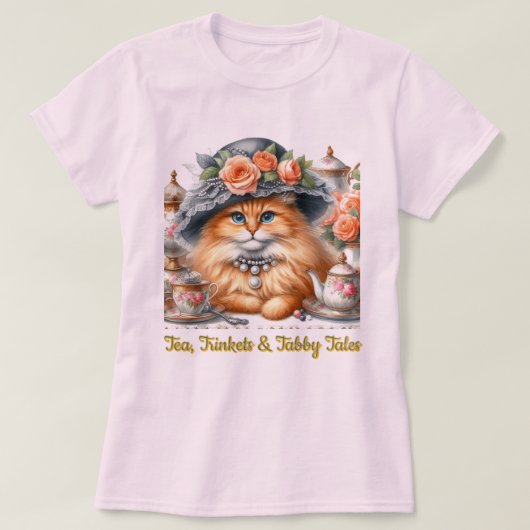 Fancy Cat Tea Party Kattenliefhebbers T-shirt (Design voorkant)