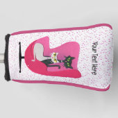 Fancy Cats Diamond Collars Retro Roze Stoel Stippe Golfheadcover (Voorkant)