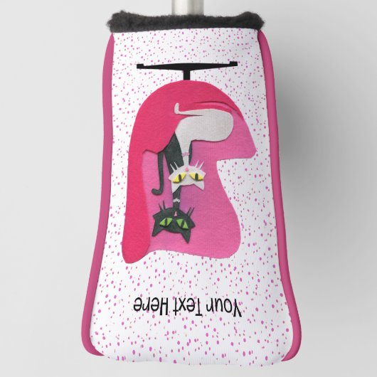 Fancy Cats Diamond Collars Retro Roze Stoel Stippe Golfheadcover (Draai 90)