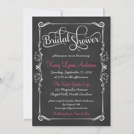 Fancy Chalkboard Bridal Shower Invitations Kaart (Voorkant)