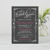 Fancy Chalkboard Bridal Shower Invitations Kaart (Staand voorkant)