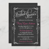 Fancy Chalkboard Bridal Shower Invitations Kaart (Voorkant / Achterkant)