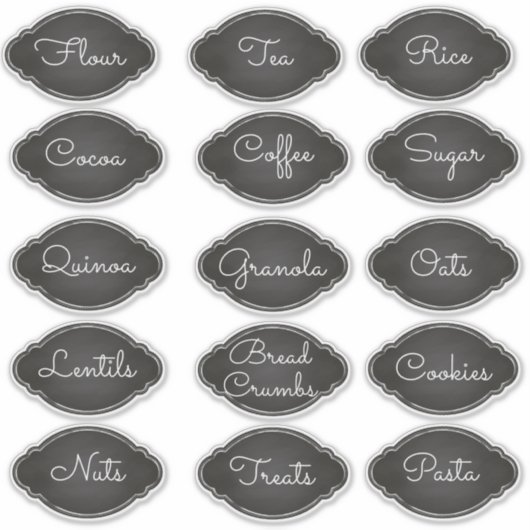 Fancy Chalkboard Oval Pantry Labels (Voorkant)