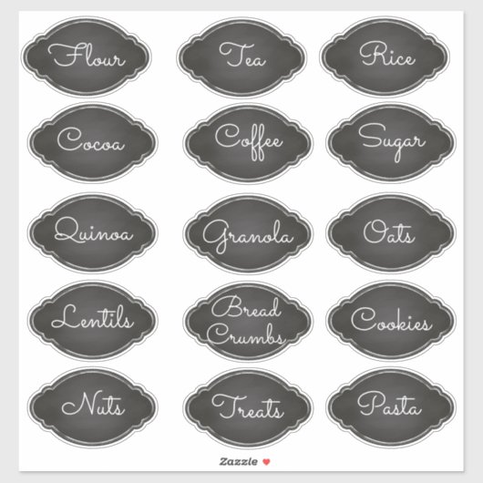 Fancy Chalkboard Oval Pantry Labels (Vel)