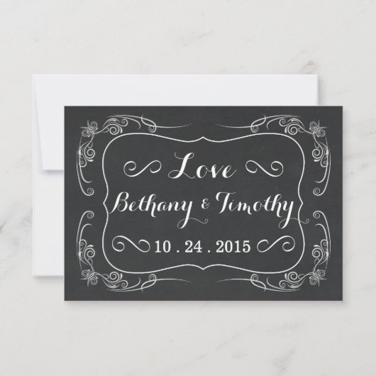 Fancy  Chalkboard RSVP Wedding Reply (Achterkant)