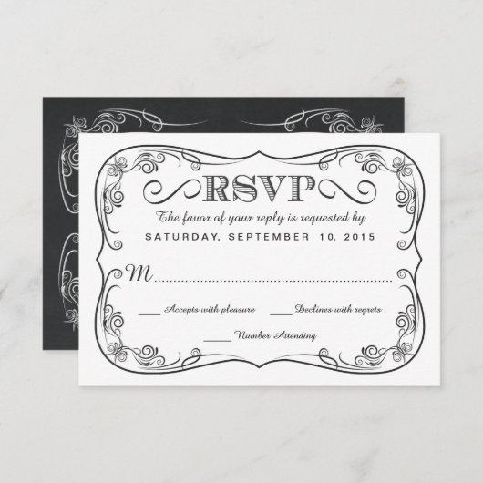Fancy Chalkboard RSVP Wedding Reply (Voorkant / Achterkant)