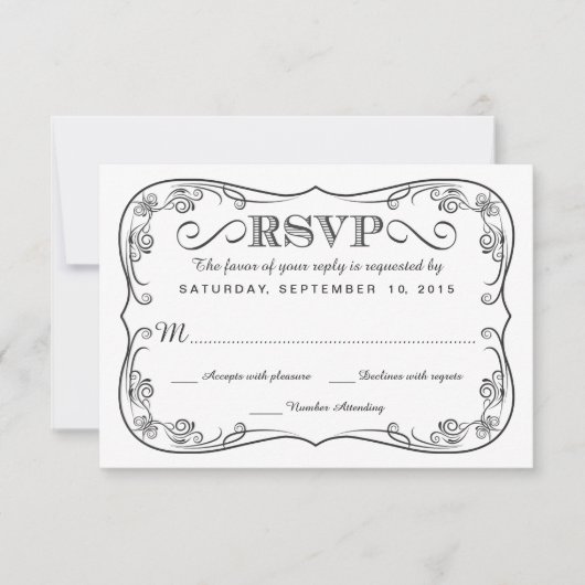 Fancy Chalkboard RSVP Wedding Reply Kaartje (Voorkant)