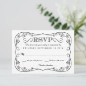 Fancy Chalkboard RSVP Wedding Reply Kaartje (Staand voorkant)