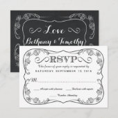 Fancy Chalkboard RSVP Wedding Reply Kaartje (Voorkant / Achterkant)