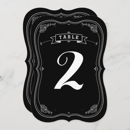 Fancy Chalkboard-tintage-weddenschapsnummer Kaart (Voorkant / Achterkant)