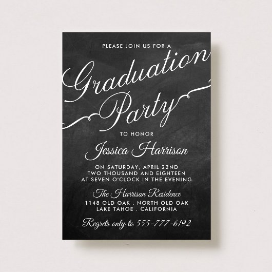 Fancy Chalkboard Typografie Graduation Party Kaart