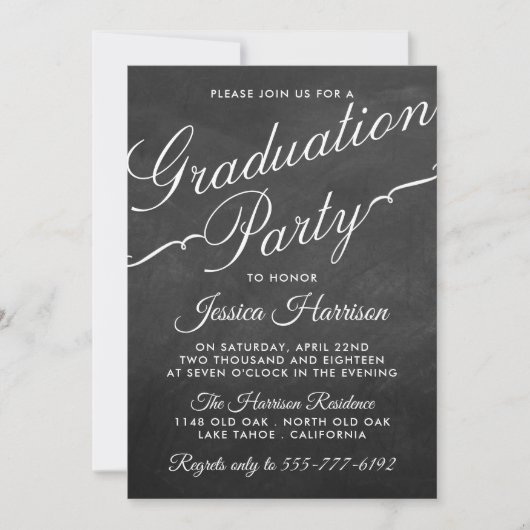 Fancy Chalkboard Typografie Graduation Party Kaart (Voorkant)