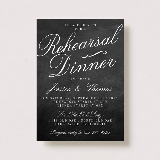 Fancy Chalkboard Wedding Rehearsal Dinner Kaart