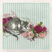 Fancy Cheshire Cat Collage Glazen Onderzetter (Voorkant)