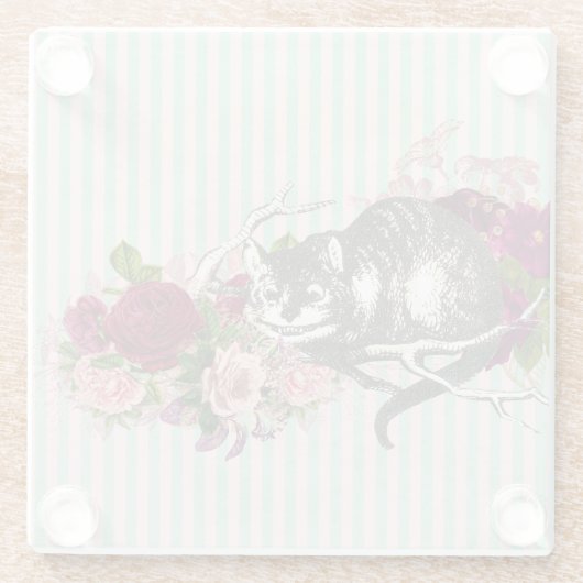 Fancy Cheshire Cat Collage Glazen Onderzetter (Achterkant)