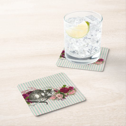 Fancy Cheshire Cat Collage Kartonnen Onderzetters (Insitu)