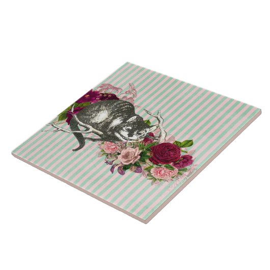 Fancy Cheshire Cat Collage Tegeltje (Zijkant)