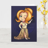 Fancy Chibi Girl Kaart (Gele Bloem)