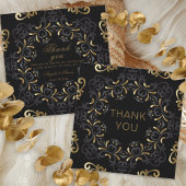 Fancy chic Black en Gold Baroque Lijst Weddenschap Bedankkaart