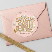 Fancy Chic Blush Roze Goud Parelachtige 30e Verjaa Ronde Sticker