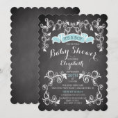 Fancy  Chic Boys Baby shower Uitnodiging (Voorkant / Achterkant)