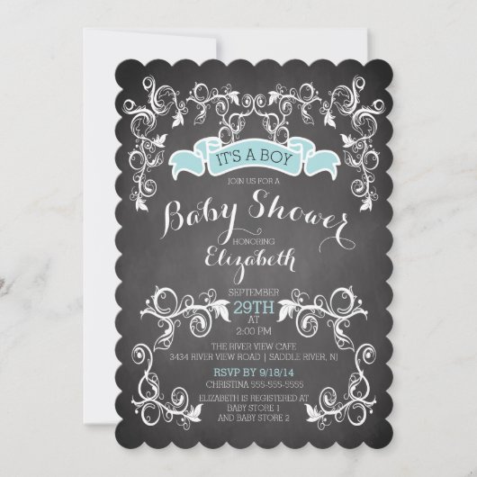 Fancy  Chic Boys Baby shower Uitnodiging (Voorkant)