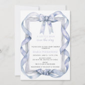 Fancy Chic Coquette Blue Bow Boy Baby shower Kaart (Voorkant)