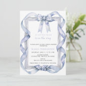 Fancy Chic Coquette Blue Bow Boy Baby shower Kaart (Staand voorkant)