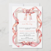 Fancy Chic Coquette Roze Bow Girl Baby shower Kaart (Voorkant)