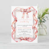 Fancy Chic Coquette Roze Bow Girl Baby shower Kaart (Staand voorkant)