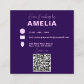 Fancy Chic Glam Paarse Paint Drip Hair Make-up Vierkante Visitekaartje (Achterkant)