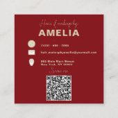 Fancy Chic Glam Red Paint Drip Hair Make-up Vierkante Visitekaartje (Achterkant)