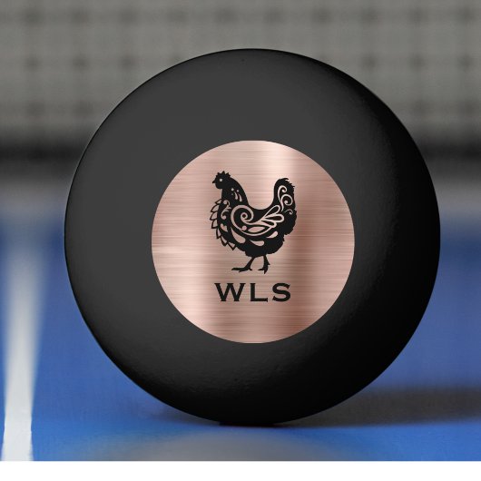Fancy Chicken Silhouette in Faux Copper n Black Pingpongbal