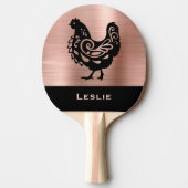 Fancy Chicken Silhouette in Faux Copper n Black    Tafeltennisbatje (Voorkant)