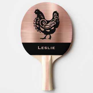 Fancy Chicken Silhouette in Faux Copper n Black    Tafeltennisbatje