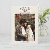 Fancy Chocolade Bruin Oud Geld Foto Bruiloft Save The Date (Staand voorkant)