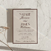 Fancy Chocolate Brown Old Money All In One Wedding Kaart