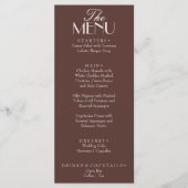 Fancy Chocolate Brown Old Money Luxury Wedding Menu (Voorkant)