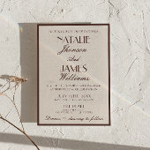 Fancy Chocolate Brown Old Money Retro Wedding Kaart