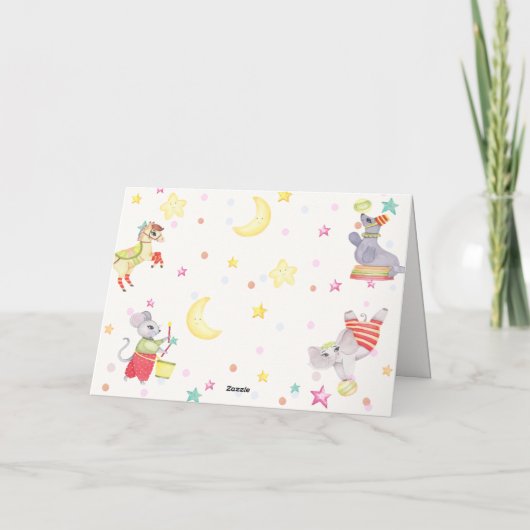 Fancy Circus Carnaval Animals Baby shower Bedankkaart (Achterkant)