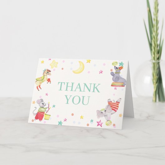 Fancy Circus Carnaval Animals Baby shower Bedankkaart (Voorkant)