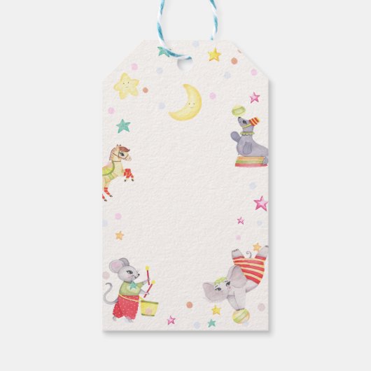 Fancy Circus Carnaval Animals Baby shower Cadeaulabel (Achterkant)