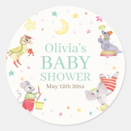 Fancy Circus Carnaval Animals Baby shower Ronde Sticker