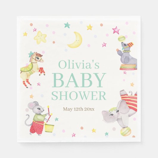 Fancy Circus Carnaval Animals Baby shower Servet (Voorkant)