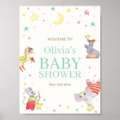 Fancy Circus Carnaval Animals Baby shower Welkom Poster (Voorkant)